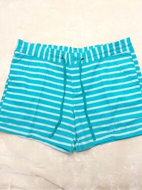 NWOT Faded Glory Aqua and White Striped Drawstring Shorts
